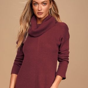 LULUS gorgeous wine colored cowl neck tunic sweater size extra small